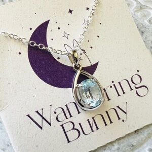 Blue Topaz Sterling Silver Necklace - Handmade by Wandering Bunny LLC